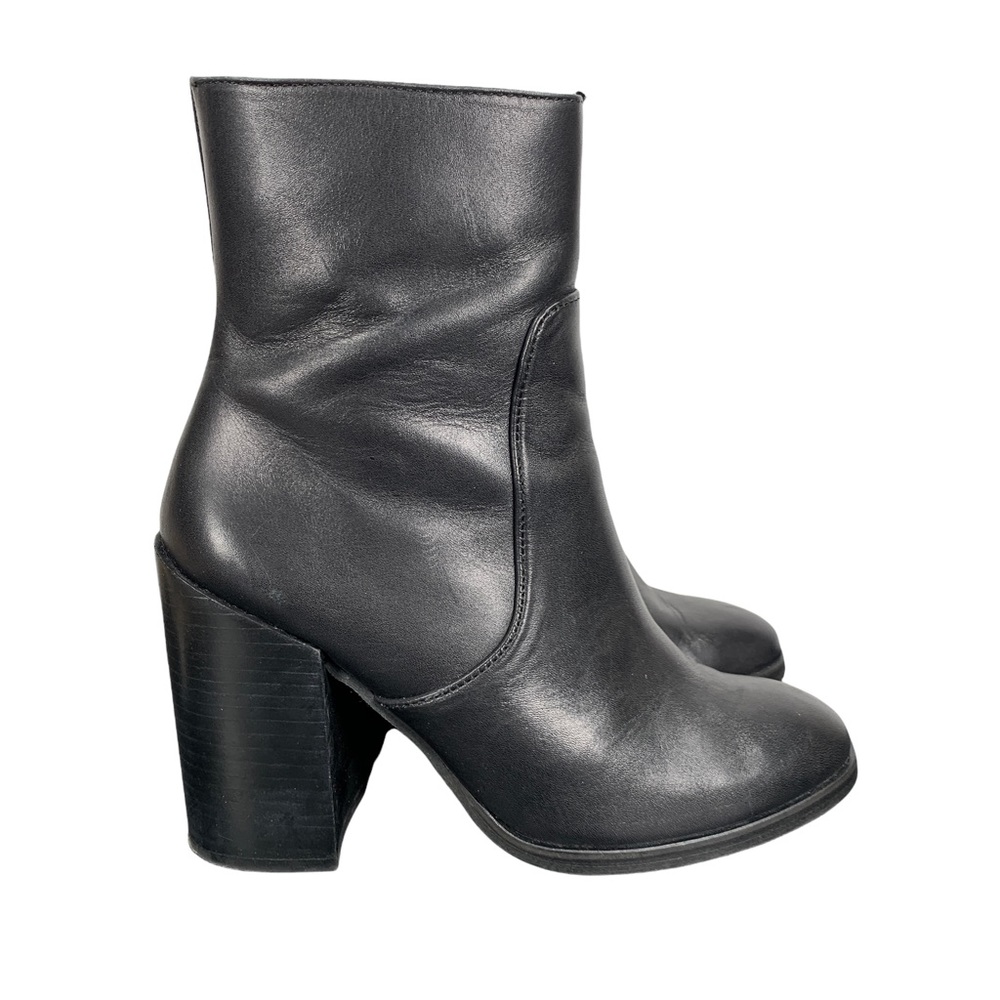 Steve Madden Randolph Leather Heel Booties Womens 7.5 Black